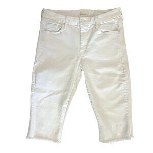 Mother The Looker Crop Jeans Fairest Off Them All White Denim Shorts Size 28